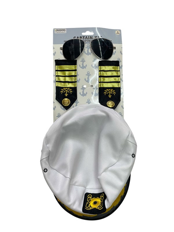 4PC Mens Captain Costume Kit