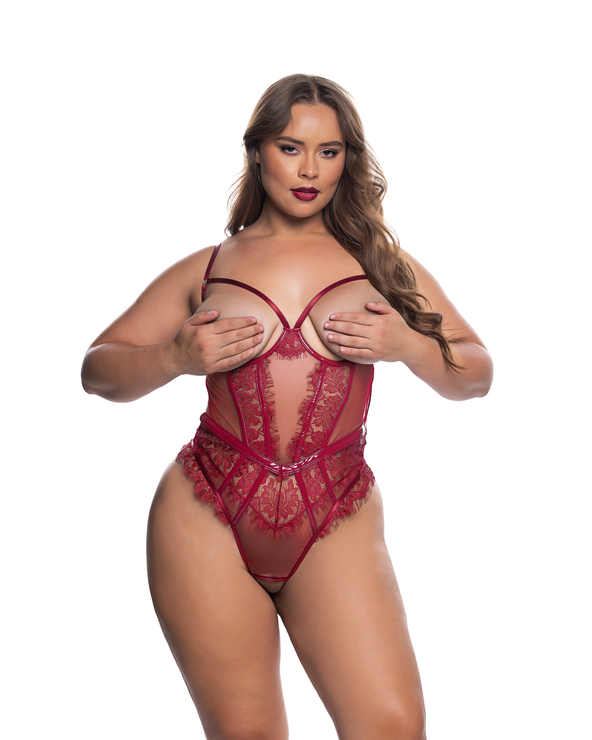 Eden Open-Cup Crotchless Teddy