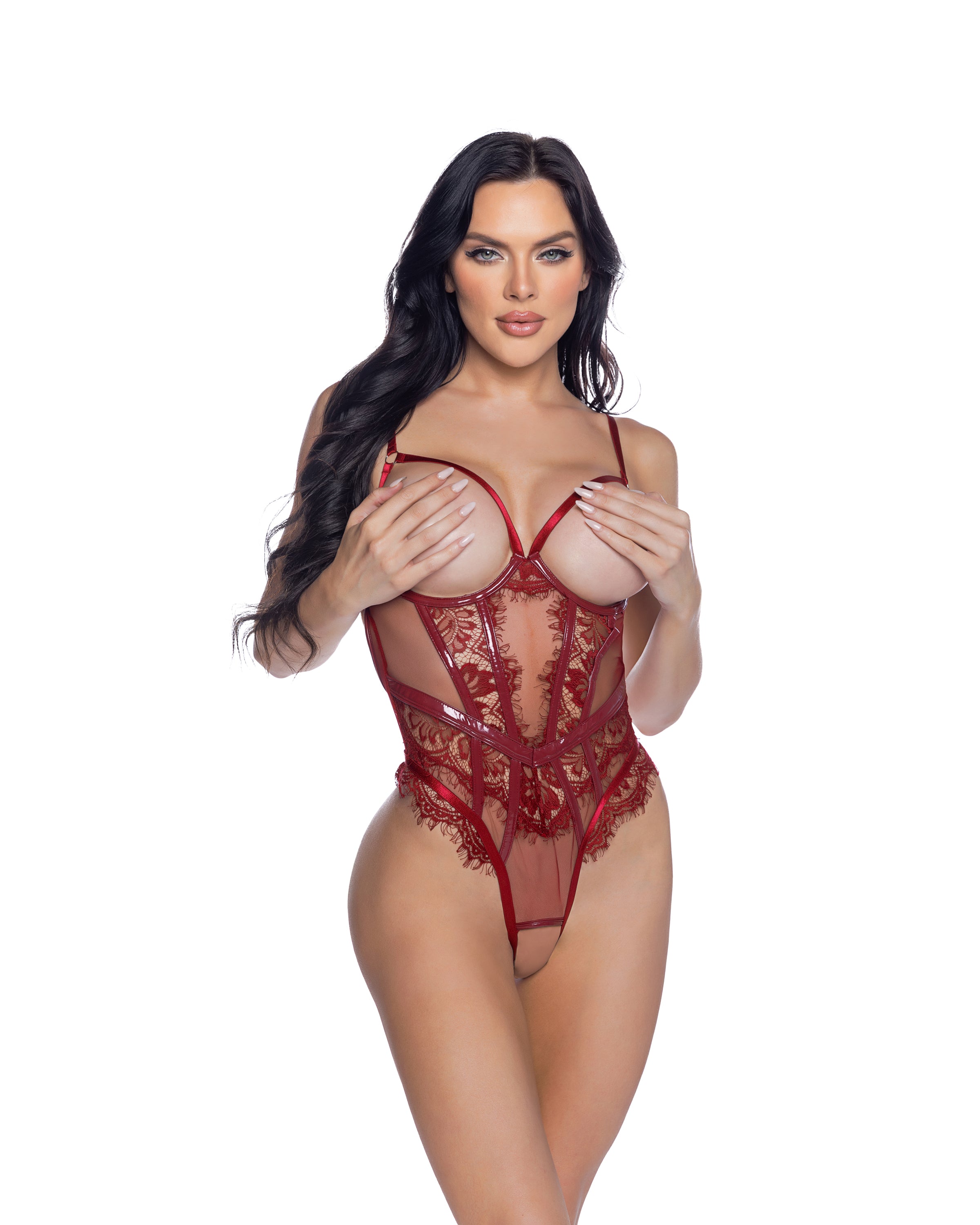 Eden Open-Cup Crotchless Teddy