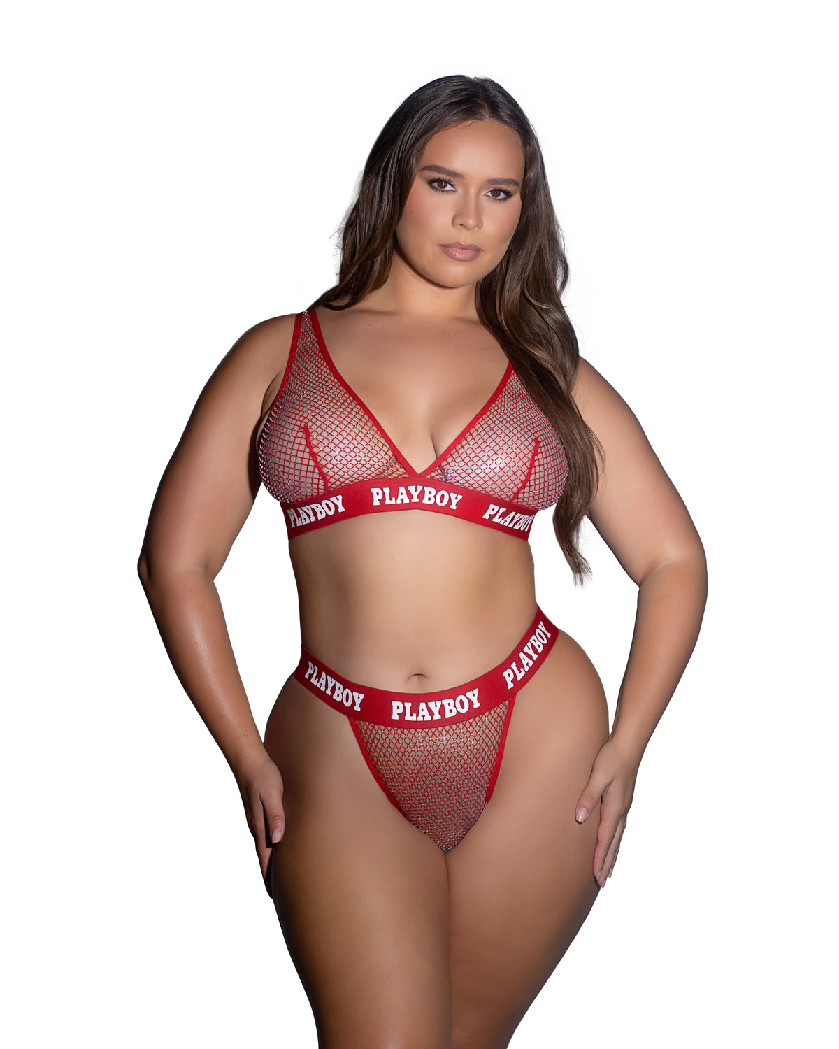 Playboy Rhinestone Fishnet 2pc Set
