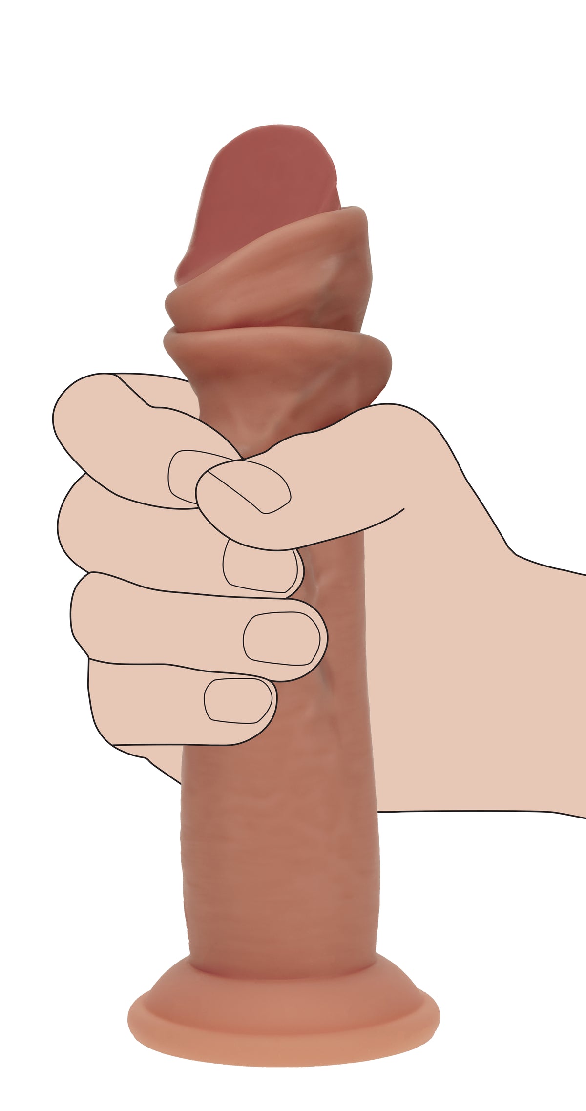 Realrock Silicone Realistic Sliding Skin 7" Dildo