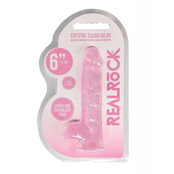 REALROCK 6" Dildo with Balls Clear Pink