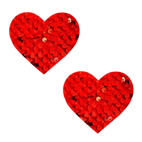 Red Sequin Heart Pasties