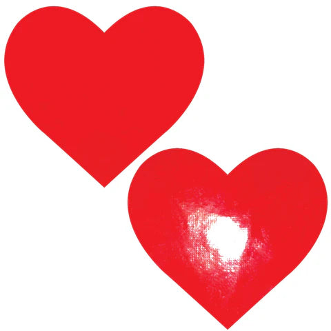 Red Wet Look Heart XL Pasties