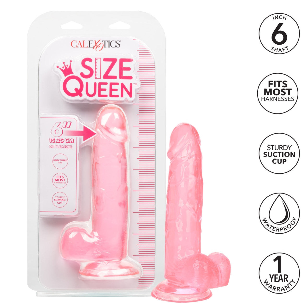 Size Queen 6" Dildo in Pink