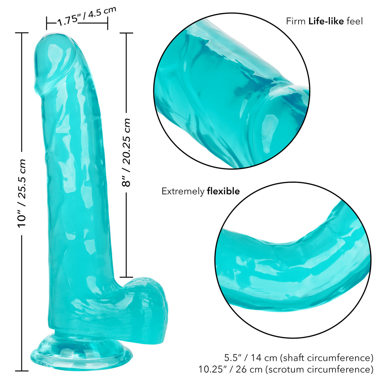 Size Queen 8" Dildo in Blue