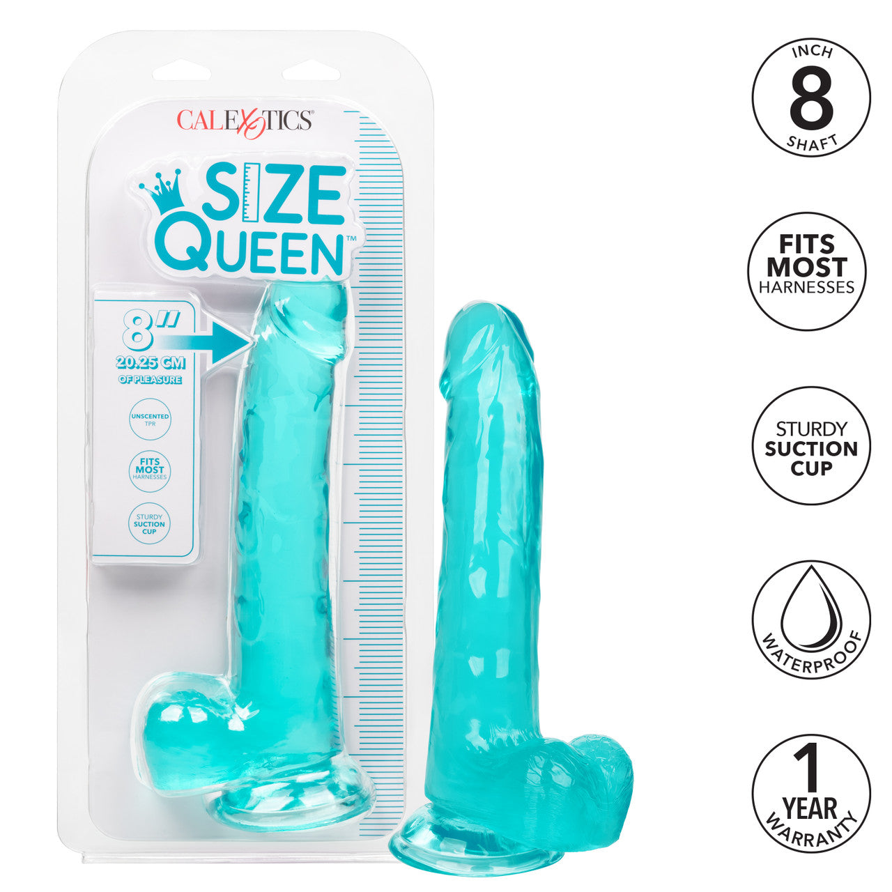 Size Queen 8" Dildo in Blue