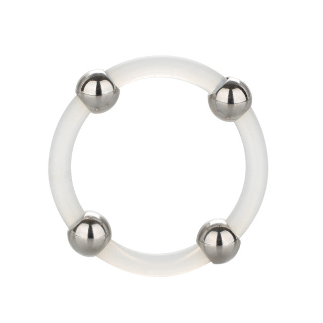 Steel Beaded Silicone Cock Ring - Large