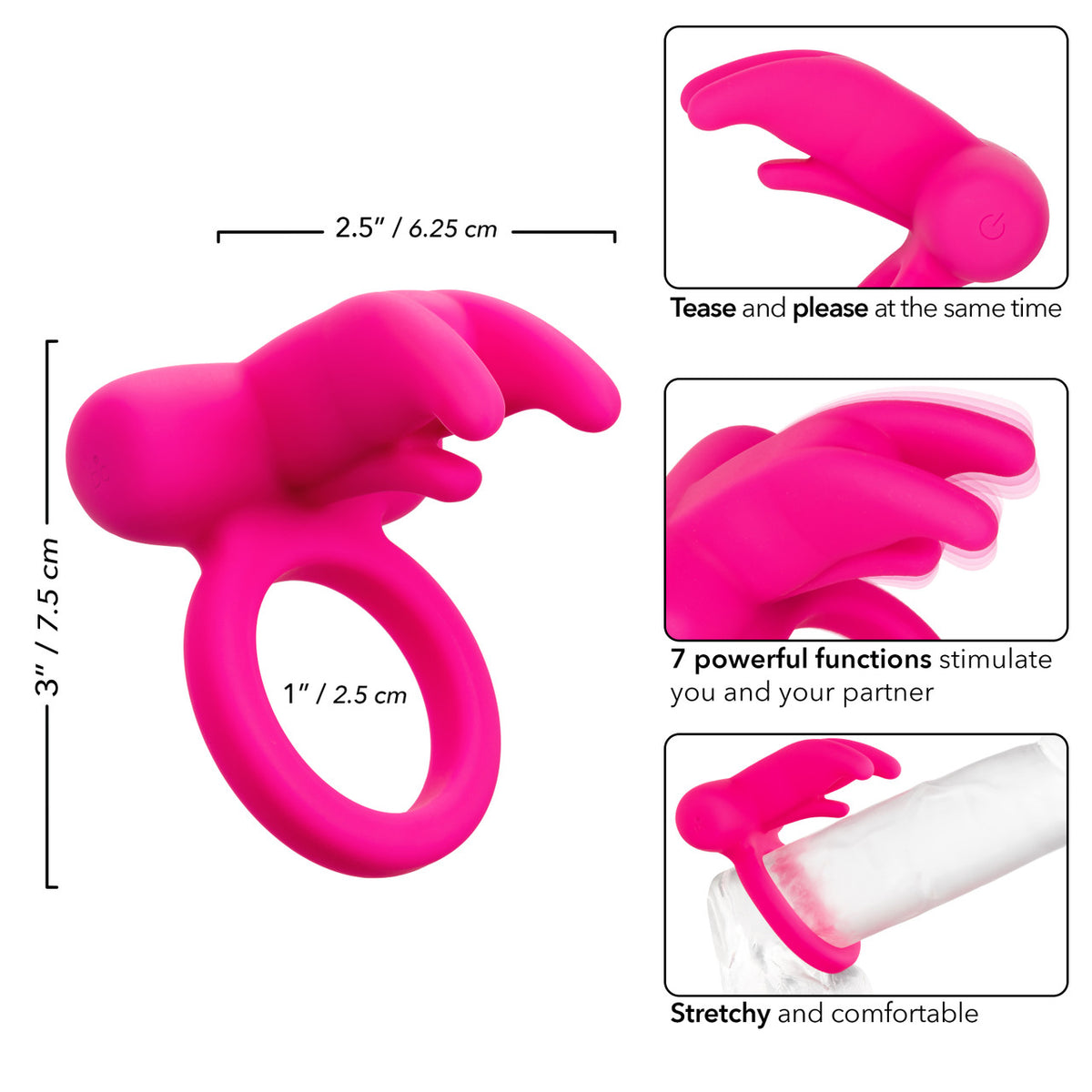 Triple Clit Flicker Cock Ring