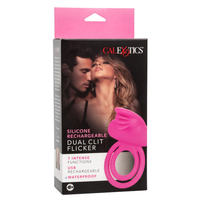 Rechargeable Dual Clit Flicker Cock Ring