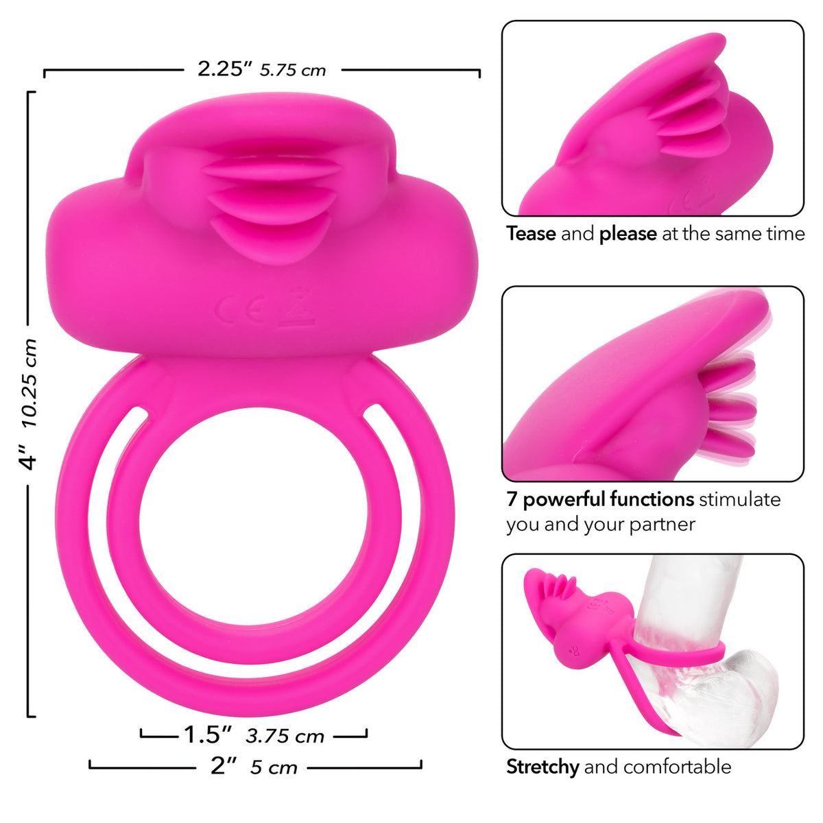 Rechargeable Dual Clit Flicker Cock Ring