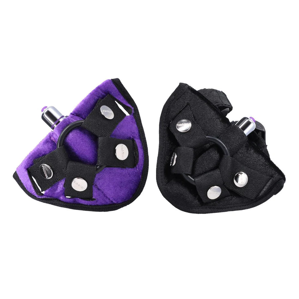 Vibrating Velvet Harness in Black