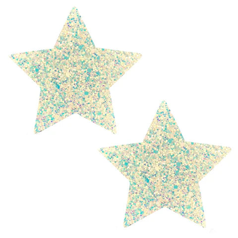 White Super Sparkle Star Pasties