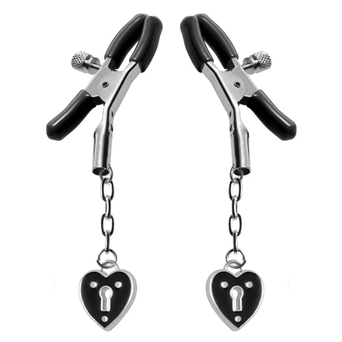 Master Series Charmed Heart Padlock Nipple Clamps