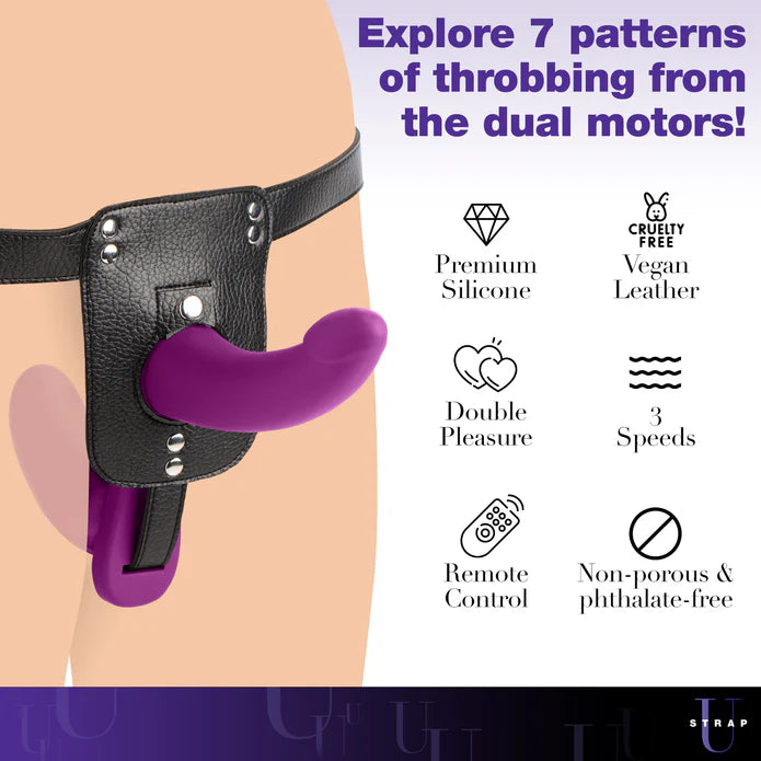 Double Take 10X Double Penetration Vibrating Strap-on Harness Purple