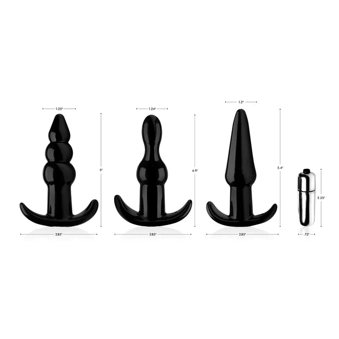 Frisky Thrill Trio Anal Plug Set in Black