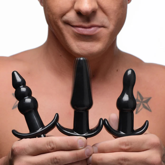 Frisky Thrill Trio Anal Plug Set in Black