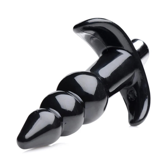 Frisky Ribbed Vibrating Butt Plug in Black