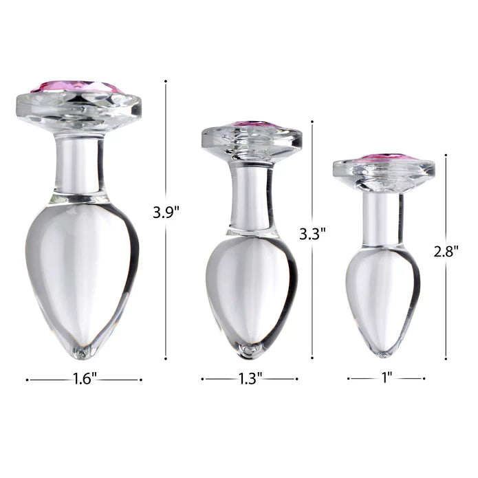 Pink Gem Glass Anal Plug - Medium
