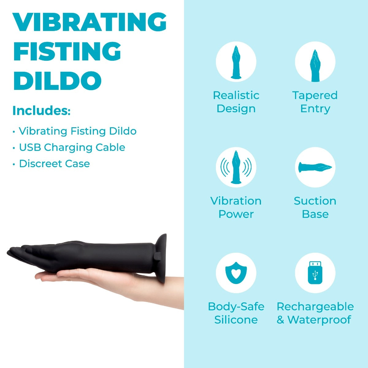 10.5 Inch Vibrating Silicone Hand Fisting Dildo with Suction Base