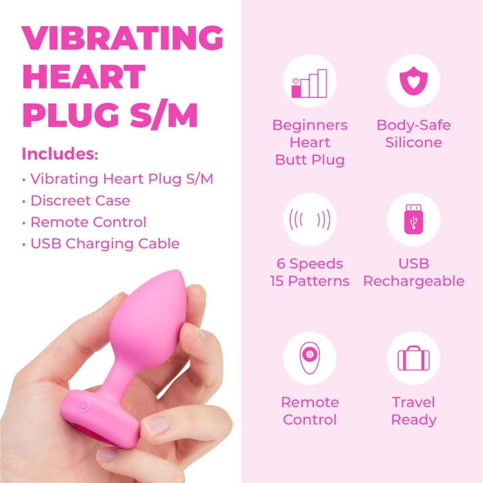 bVibe Vibrating Heart Plug Small-Medium