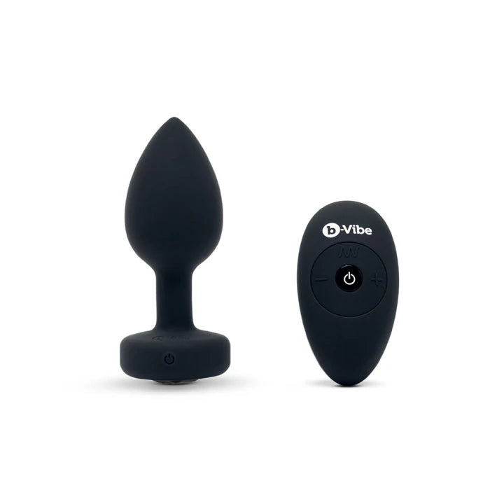 bVibe Vibrating Jewel Plug Medium-Large in Black