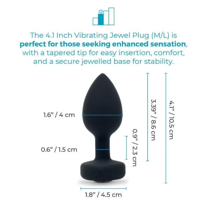bVibe Vibrating Jewel Plug Medium-Large in Black