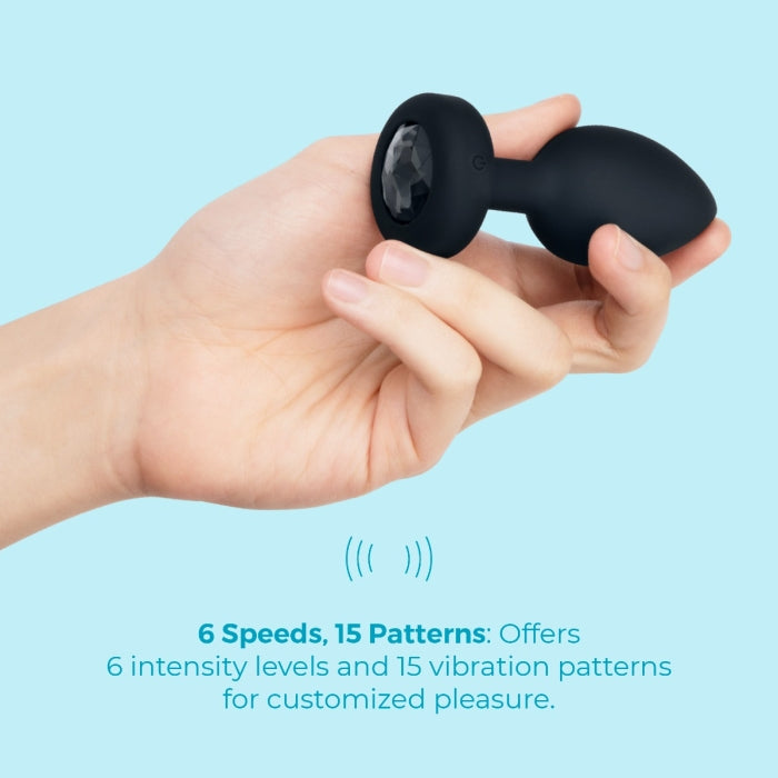 bVibe Vibrating Jewel Plug Medium-Large in Black