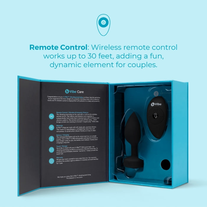 bVibe Vibrating Jewel Plug Medium-Large in Black