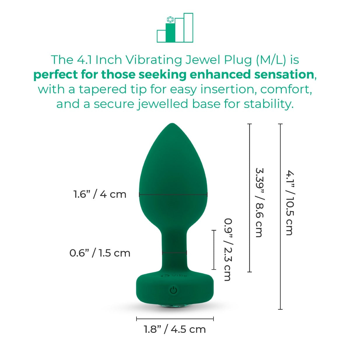 bVibe Vibrating Jewel Plug Medium-Large in Green