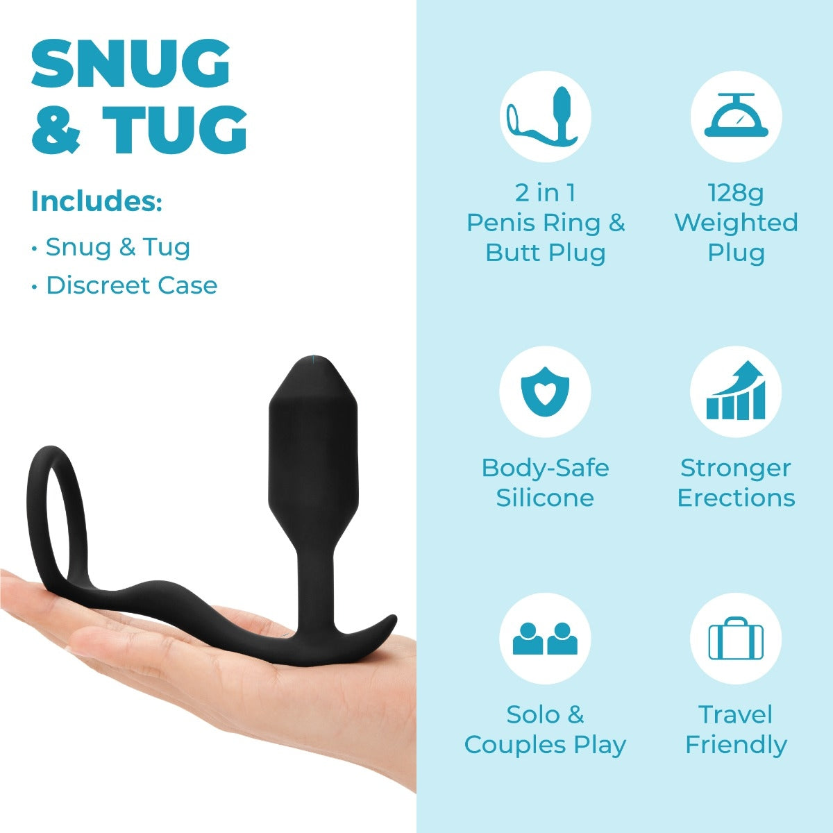 bVibe Snug & Tug Cock Ring Anal Plug