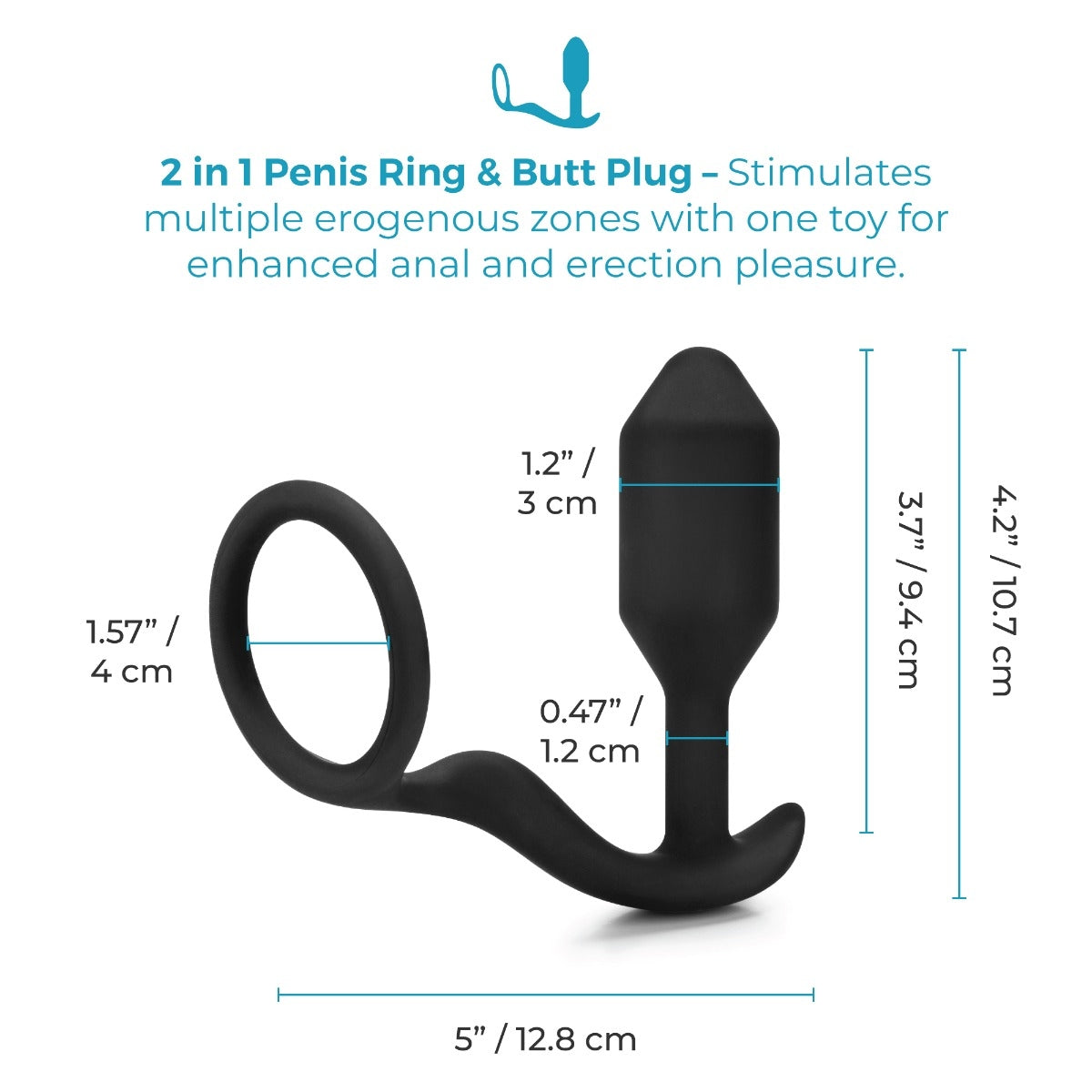 bVibe Snug & Tug Cock Ring Anal Plug