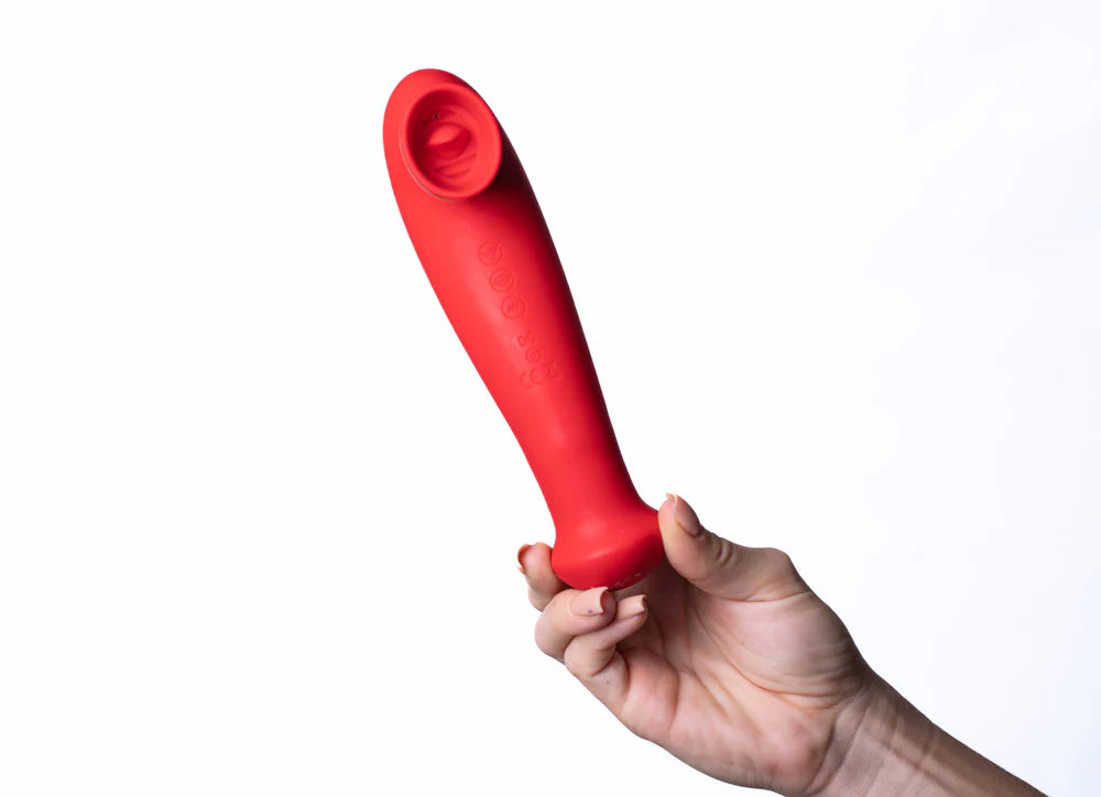 DESTINY 15-Function Rechargeable Suction + Vibration Red