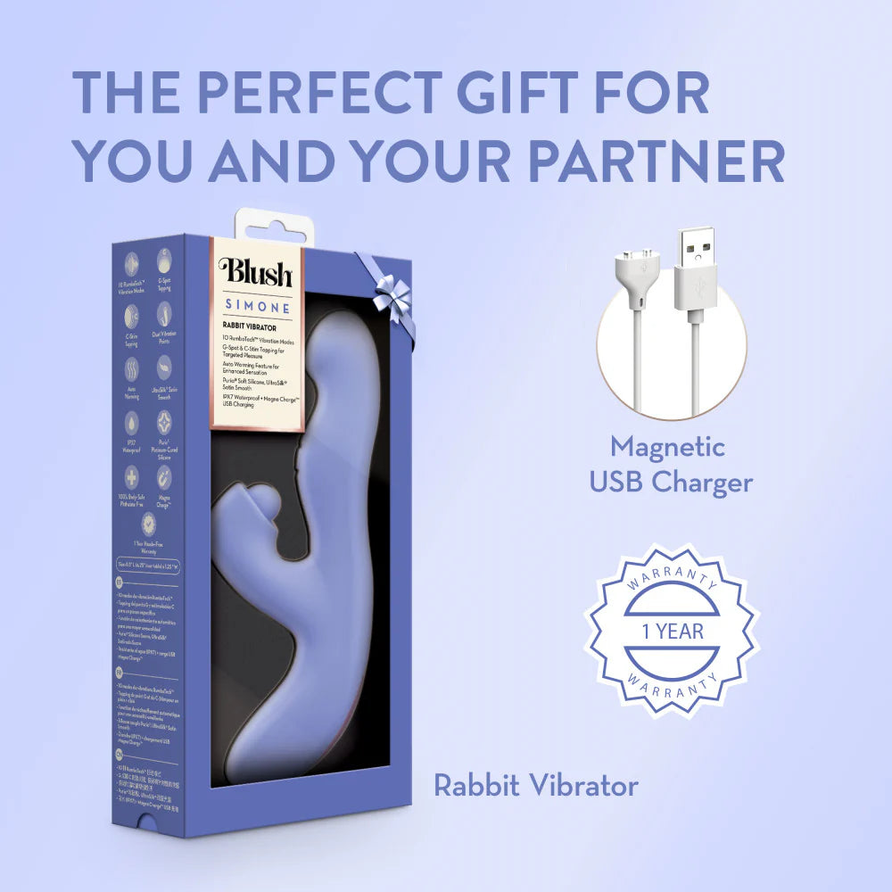 Simone Dual Stimulation Tapping Rabbit Vibrator With Auto Warming