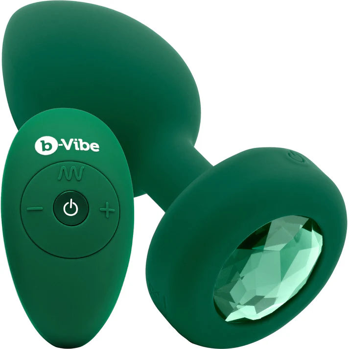 bVibe Vibrating Jewel Plug Medium-Large in Green