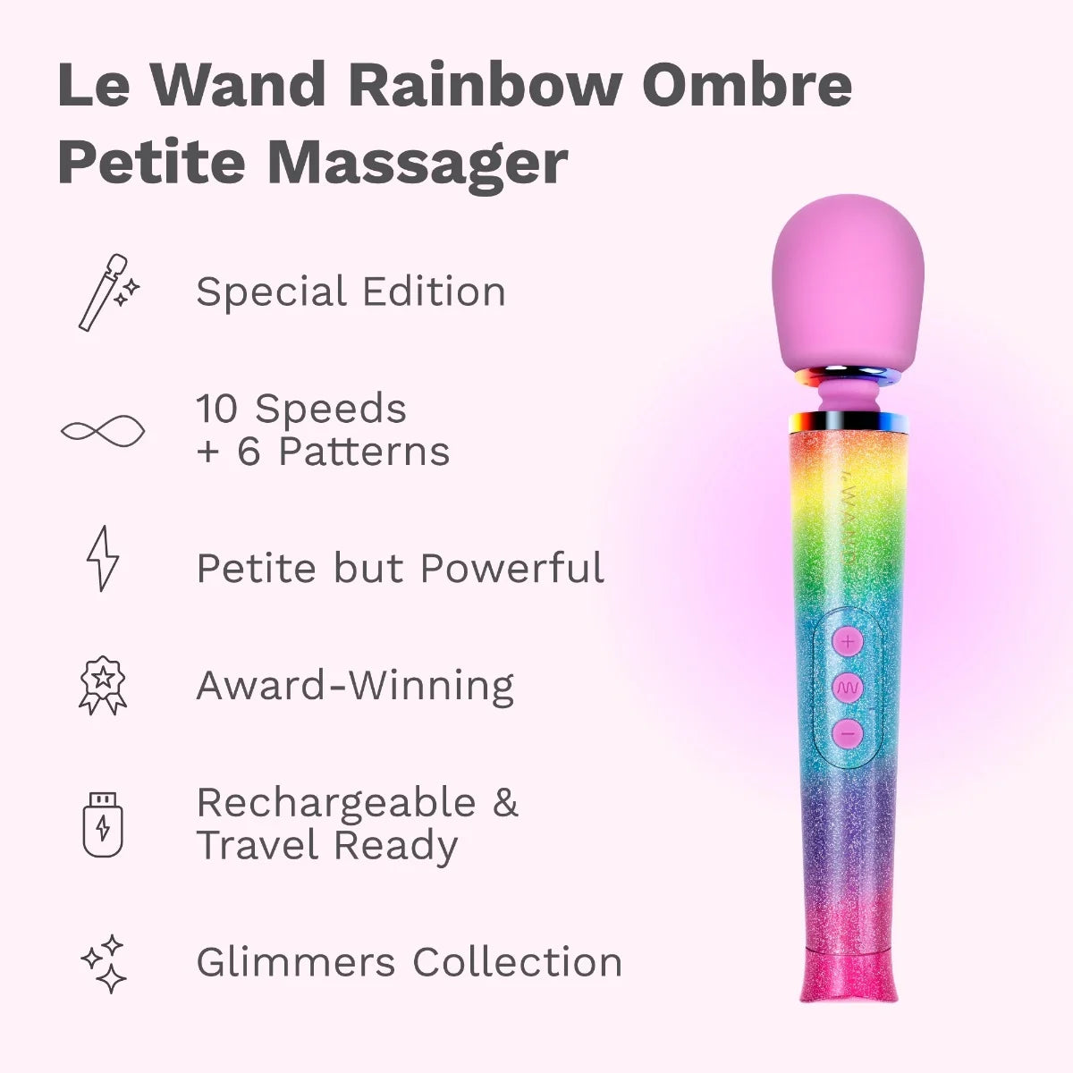 Le Wand Petite Rechargeable Massager in Rainbow Ombre
