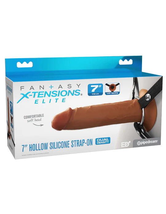 7" Hollow Silicone Strap-On™ in Brown
