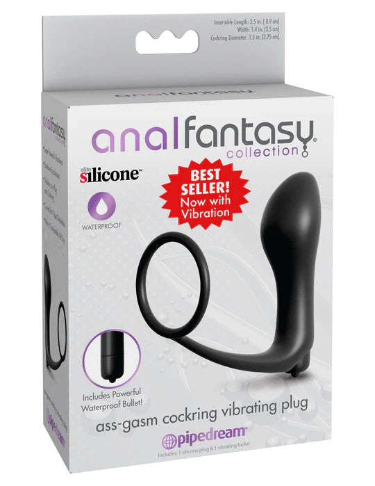 Ass-Gasm Cock Ring Vibrating Plug