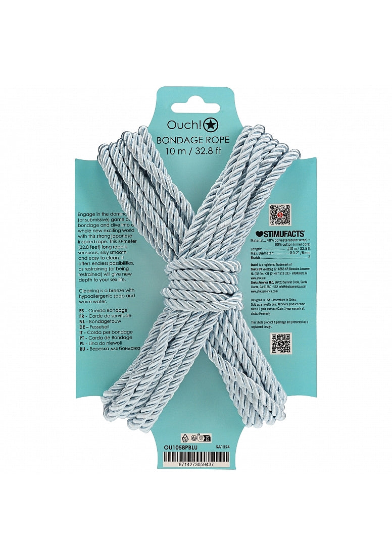 Ouch! Bondage Rope 10 Meter Nylon Powder Blue