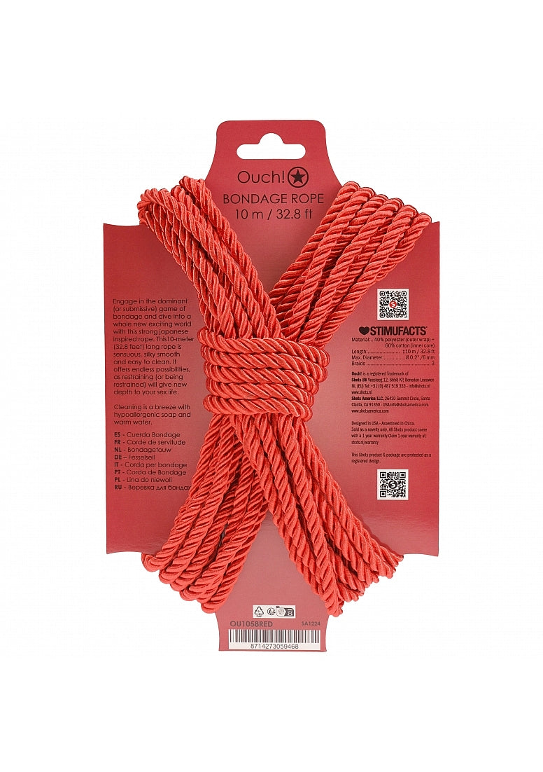 Ouch! Bondage Rope 10 Meter Nylon Red
