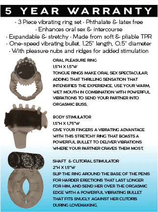 Intrigue Trio Cock Rings in Black